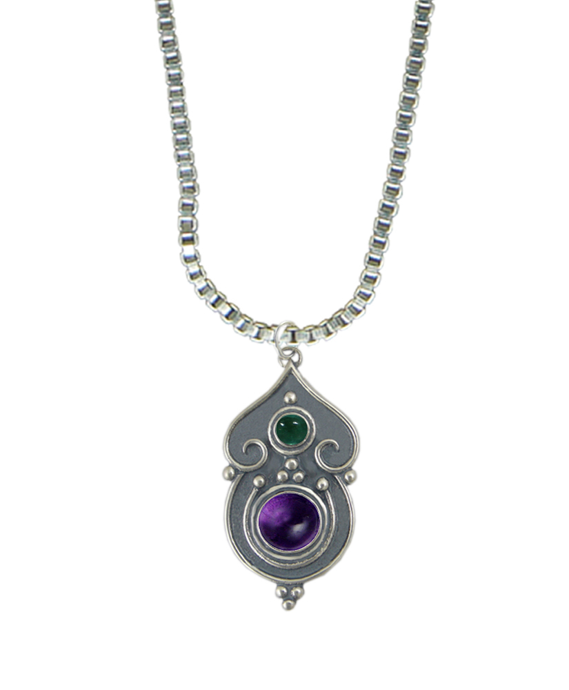 Sterling Silver Necklace Amethyst And Fluorite